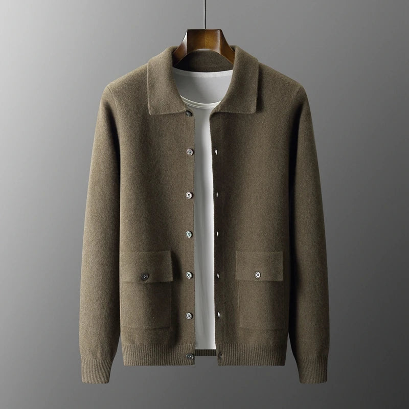 Men's Merino Wool Knit Cardigan Jacket