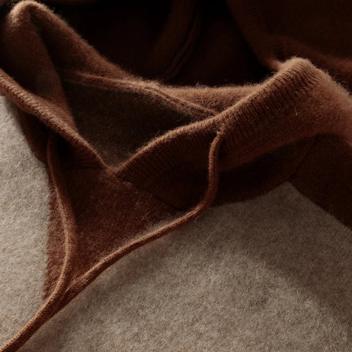 Men's Pure Cashmere Color Block Knit Hoodie