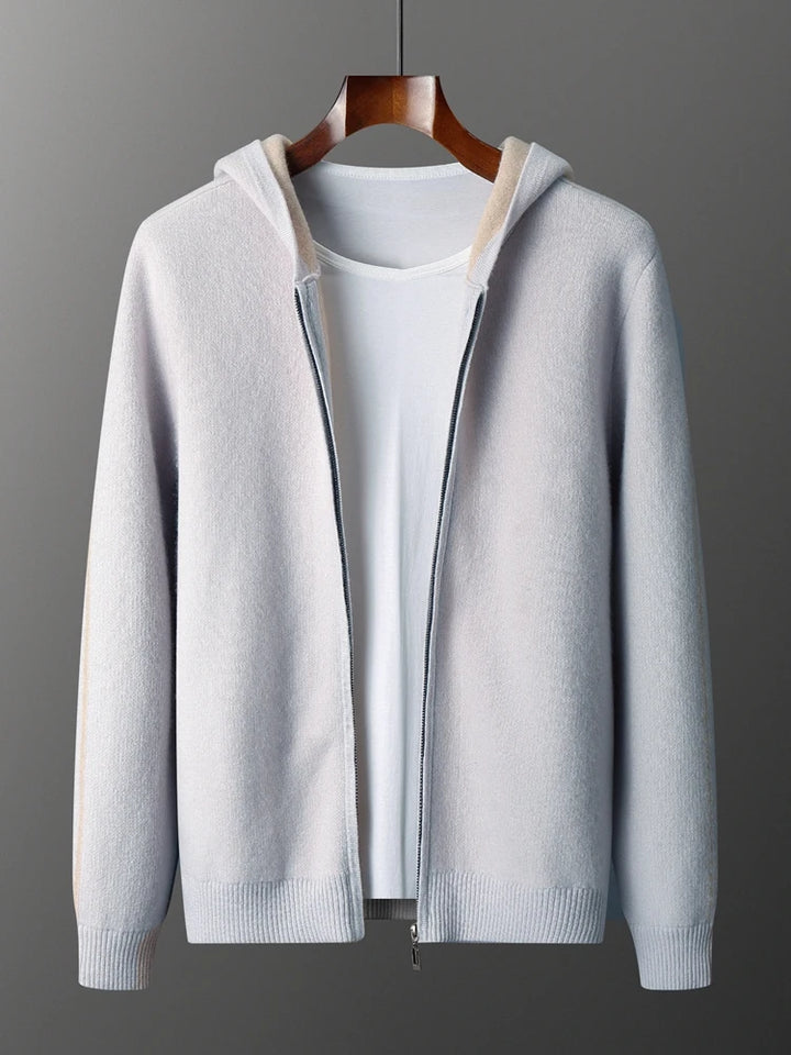Men's Pure Cashmere Hooded Knit Cardigan
