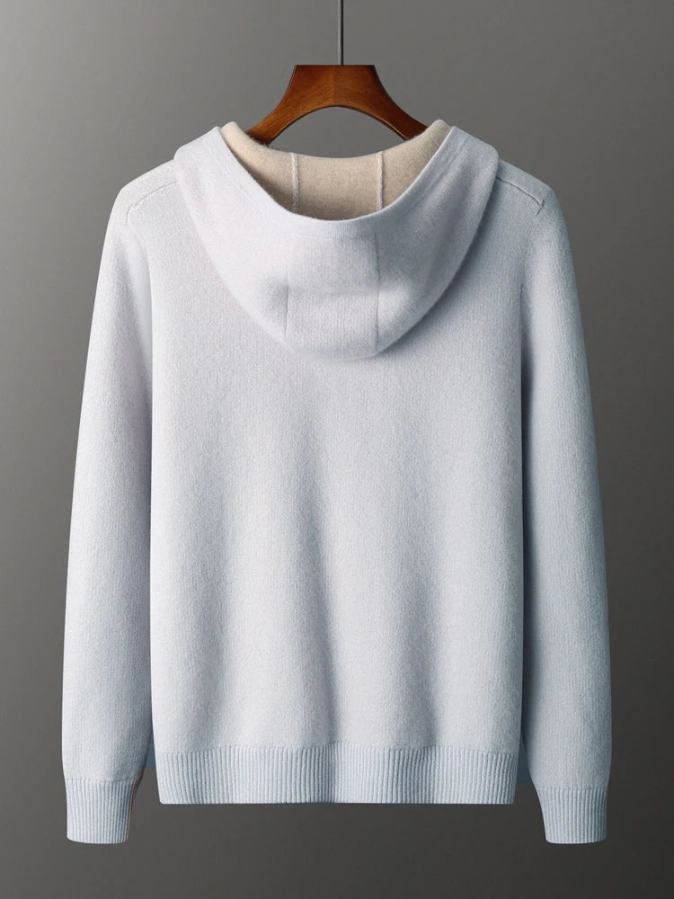 Men's Pure Cashmere Hooded Knit Cardigan