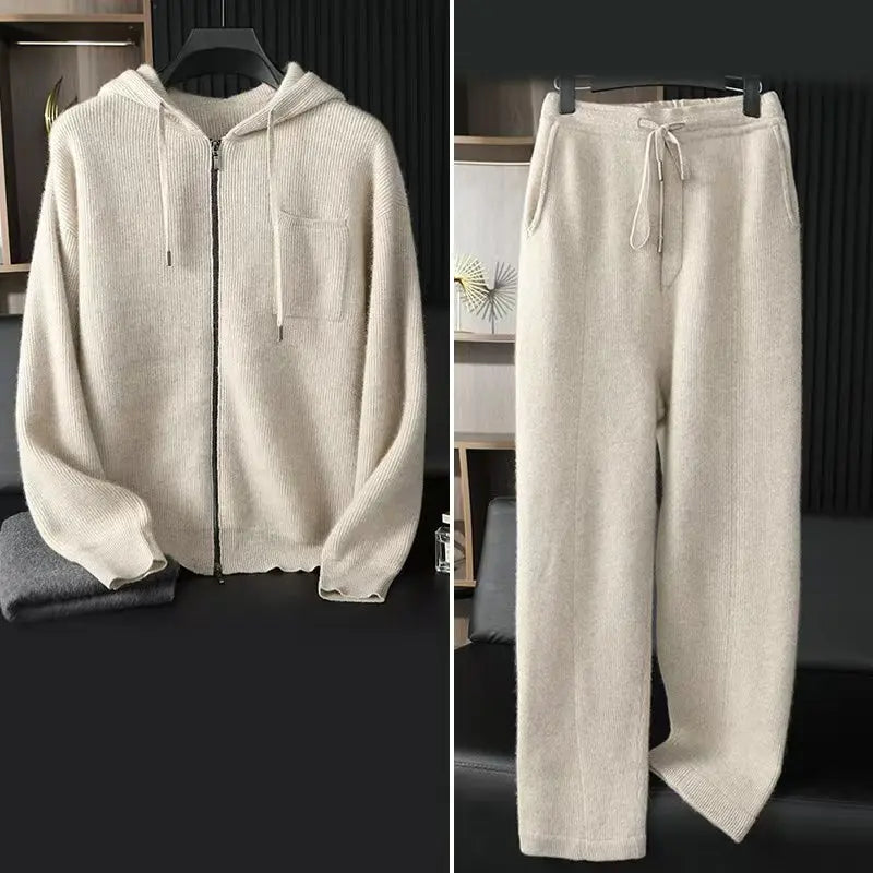 Men's Pure Cashmere Zip Hoodie Cardigan