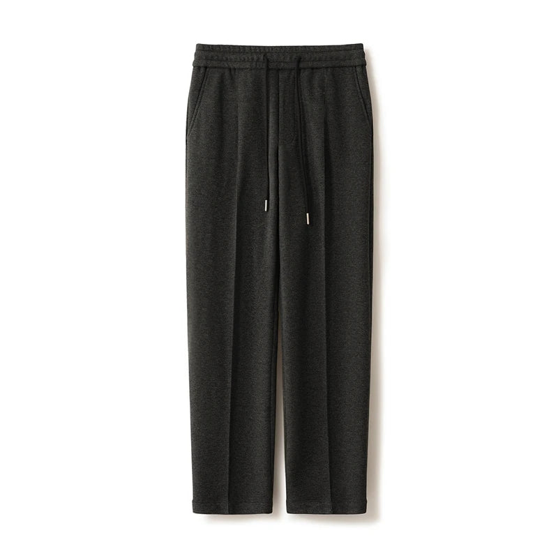 Men's Wool Blend Straight-Leg Knit Trousers