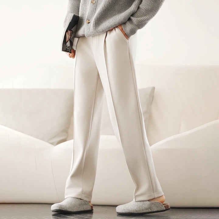 Men's Wool Blend Straight-Leg Knit Trousers