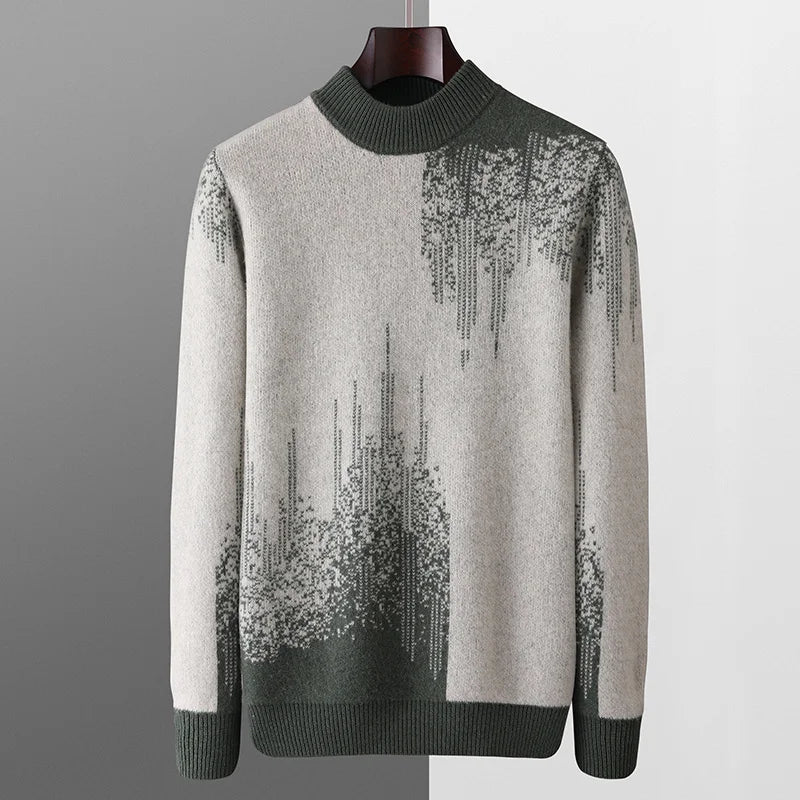 Men's Wool Jacquard Pullover Sweater