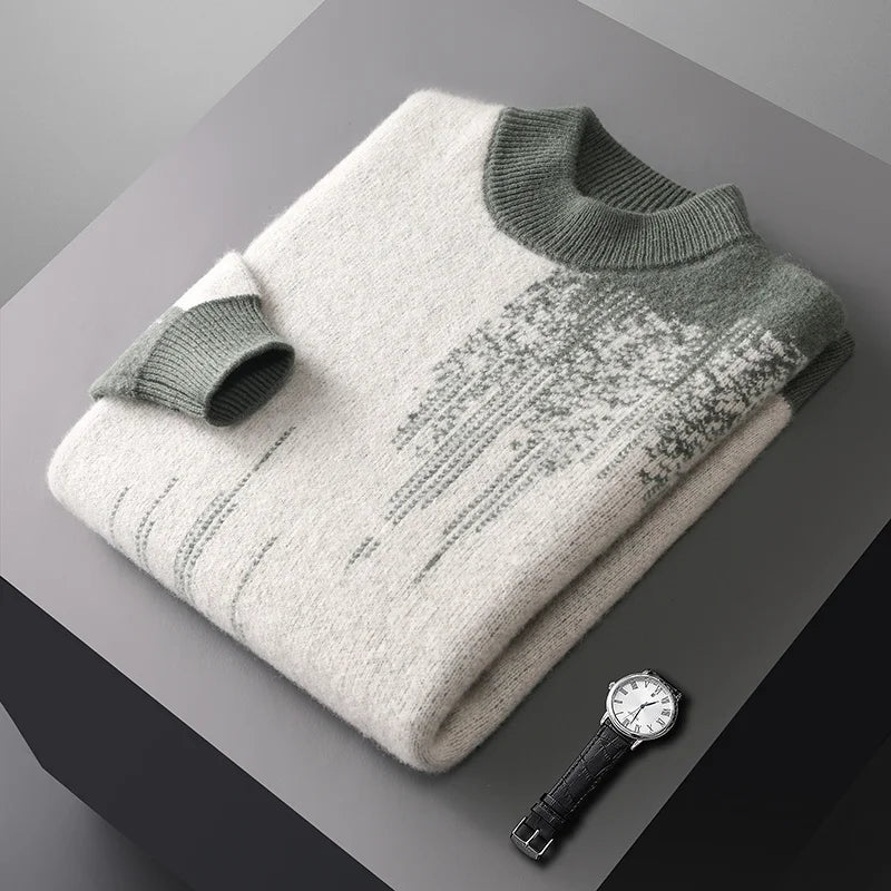 Men's Wool Jacquard Pullover Sweater