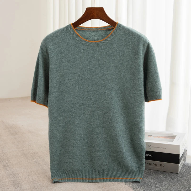 Men's Wool Knit Short Sleeve Pullover