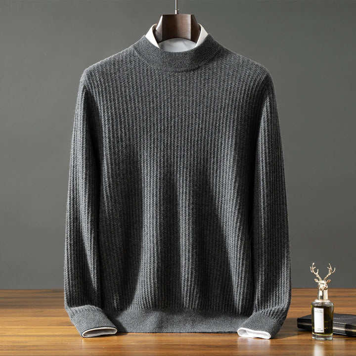 Men's 100% Baby Cashmere Ribbed Mock Neck Sweater