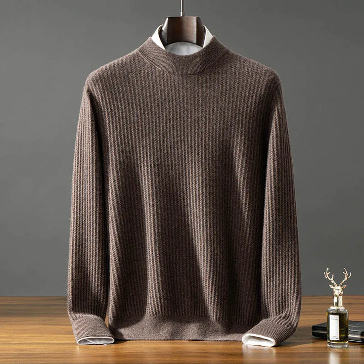 Men's 100% Baby Cashmere Ribbed Mock Neck Sweater