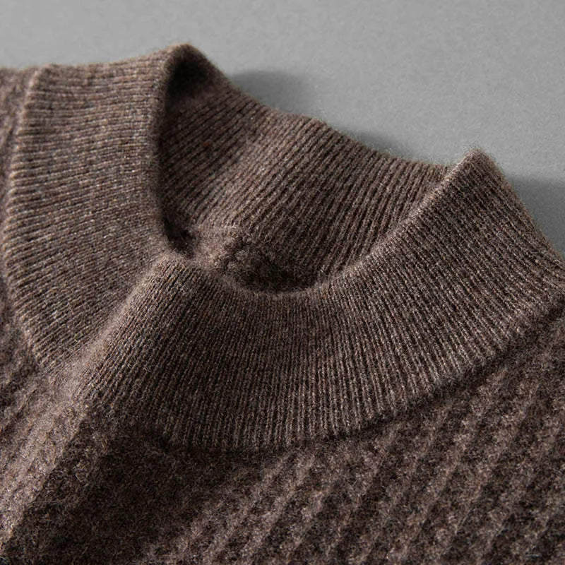 Men's 100% Baby Cashmere Ribbed Mock Neck Sweater
