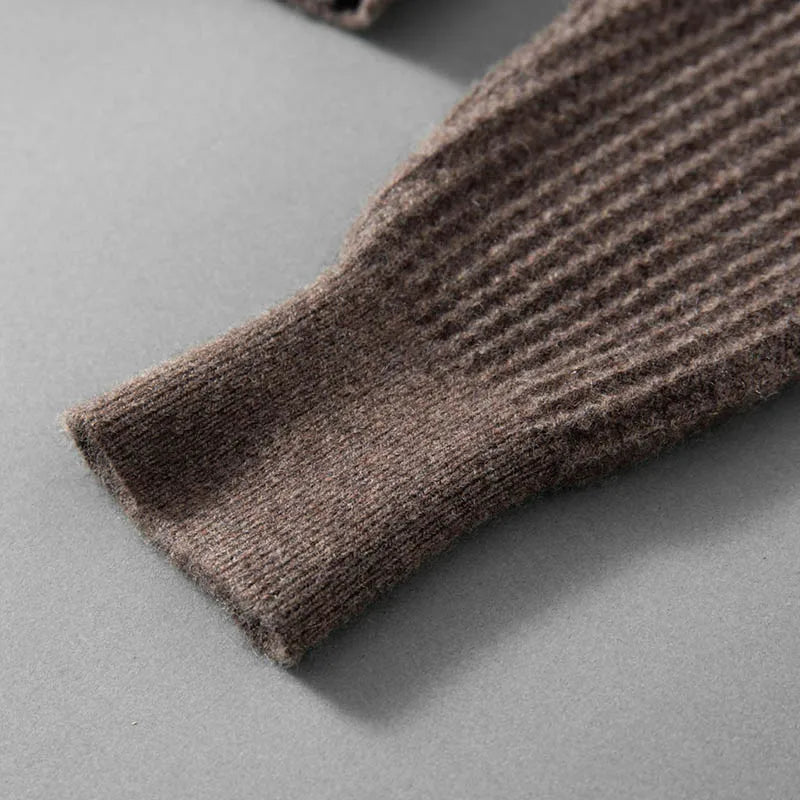Men's 100% Baby Cashmere Ribbed Mock Neck Sweater