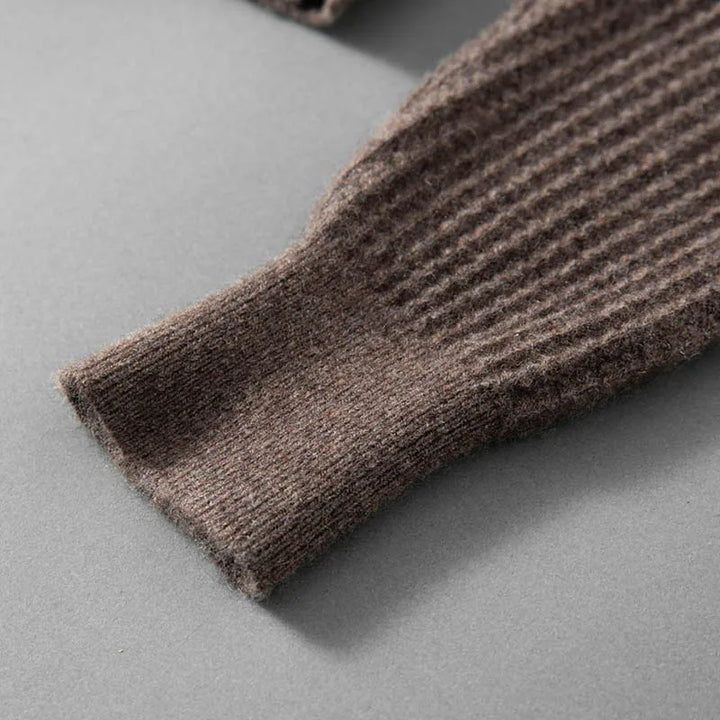 Men's 100% Baby Cashmere Ribbed Mock Neck Sweater