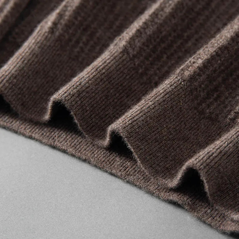 Men's 100% Baby Cashmere Ribbed Mock Neck Sweater