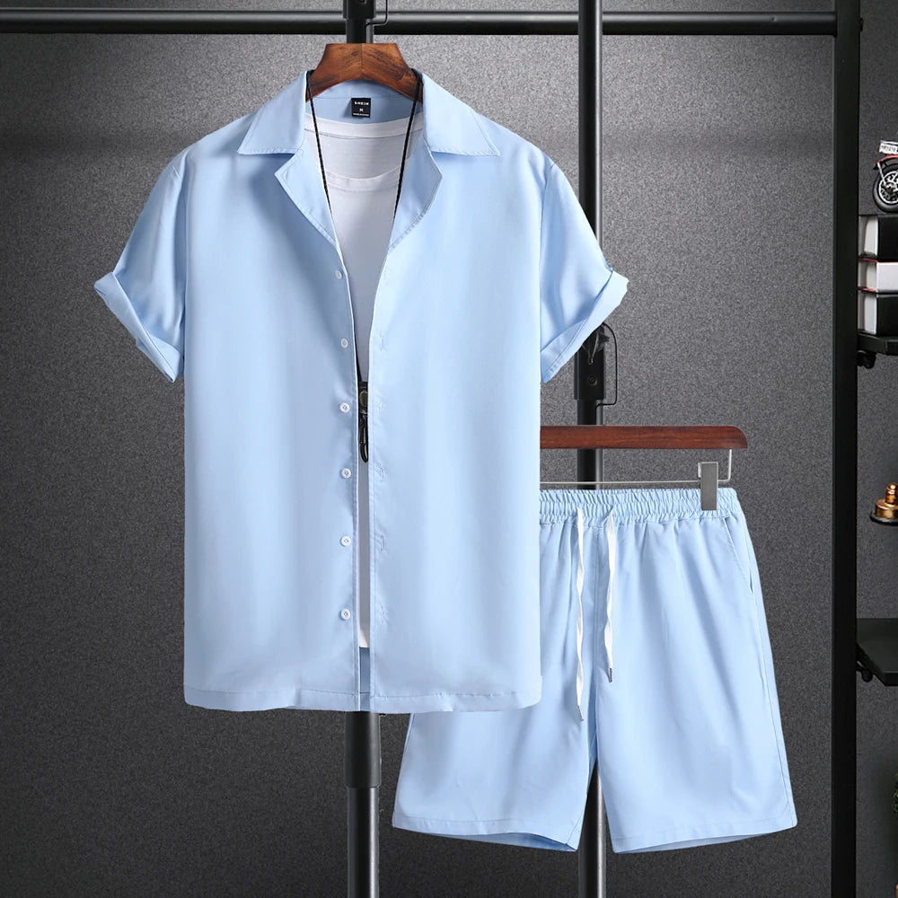 Men's Casual Short Sleeve Beachwear Set