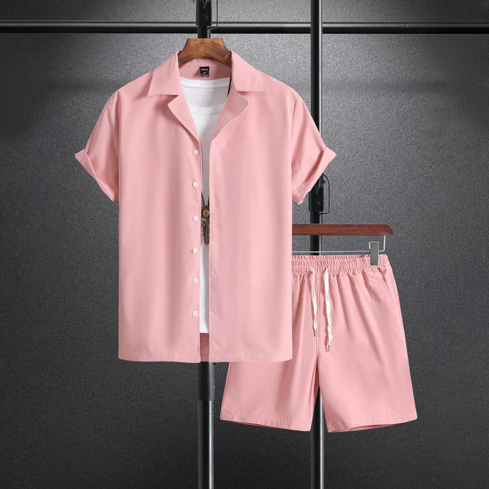 Men's Casual Short Sleeve Beachwear Set