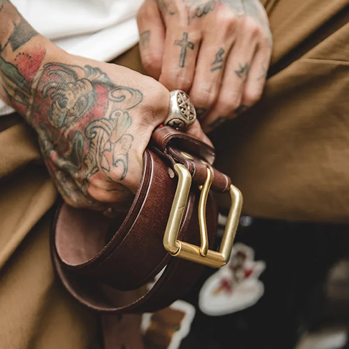 Men’s Genuine Leather Pin Buckle Belt