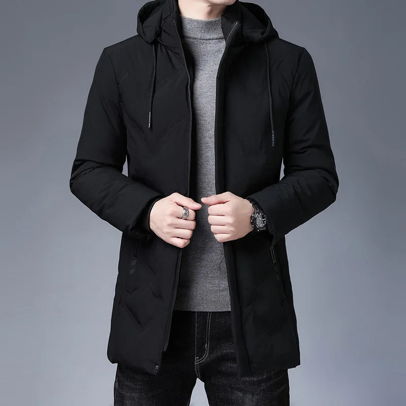  Men's Long Hooded Puffer Jacket Down Fill