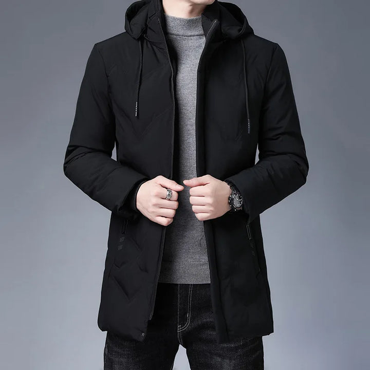  Men's Long Hooded Puffer Jacket Down Fill