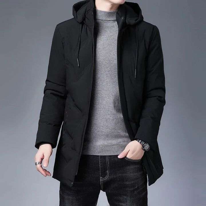  Men's Long Hooded Puffer Jacket Down Fill