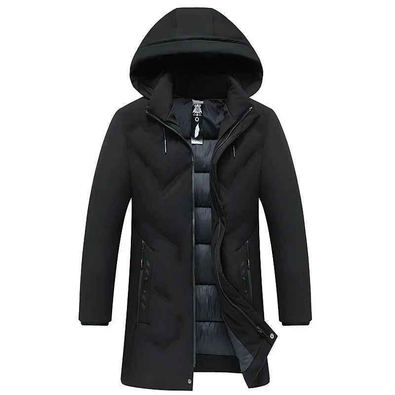  Men's Long Hooded Puffer Jacket Down Fill