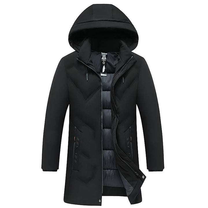  Men's Long Hooded Puffer Jacket Down Fill