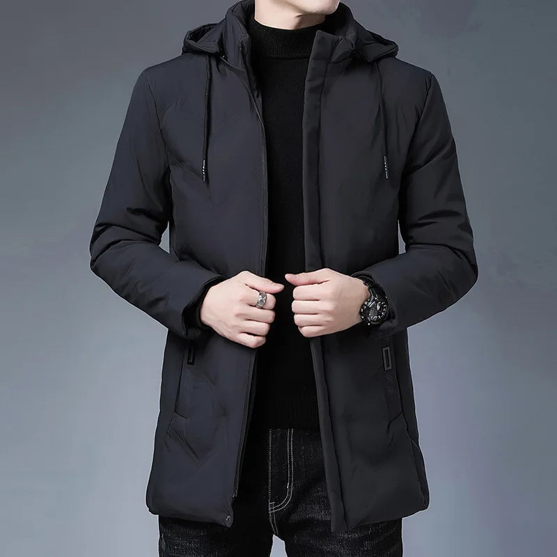  Men's Long Hooded Puffer Jacket Down Fill