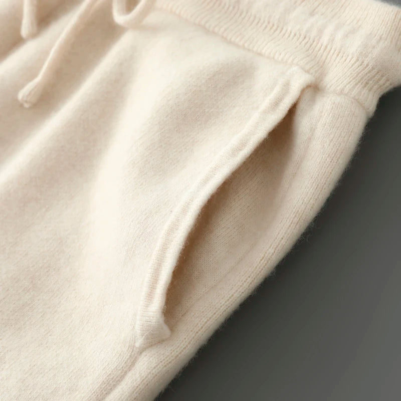 Mens Pure Merino Wool Knit Joggers