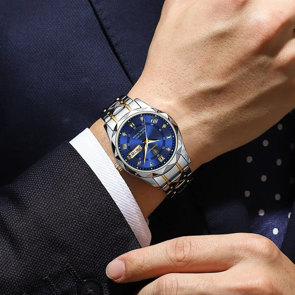 Mens Waterproof Stainless Steel Quartz Watch