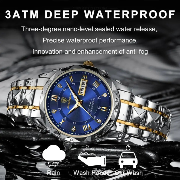 Mens Waterproof Stainless Steel Quartz Watch