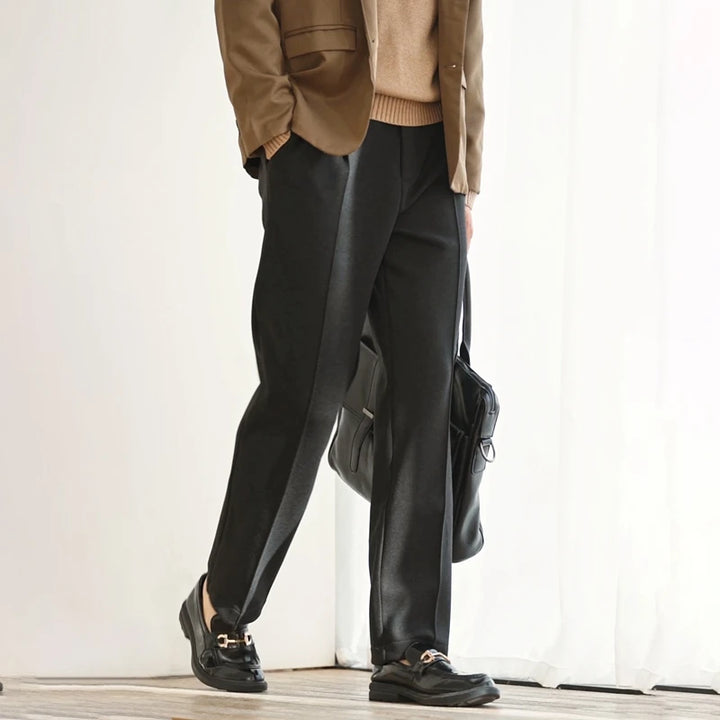 Men's Wool Blend Straight-Leg Knit Trousers