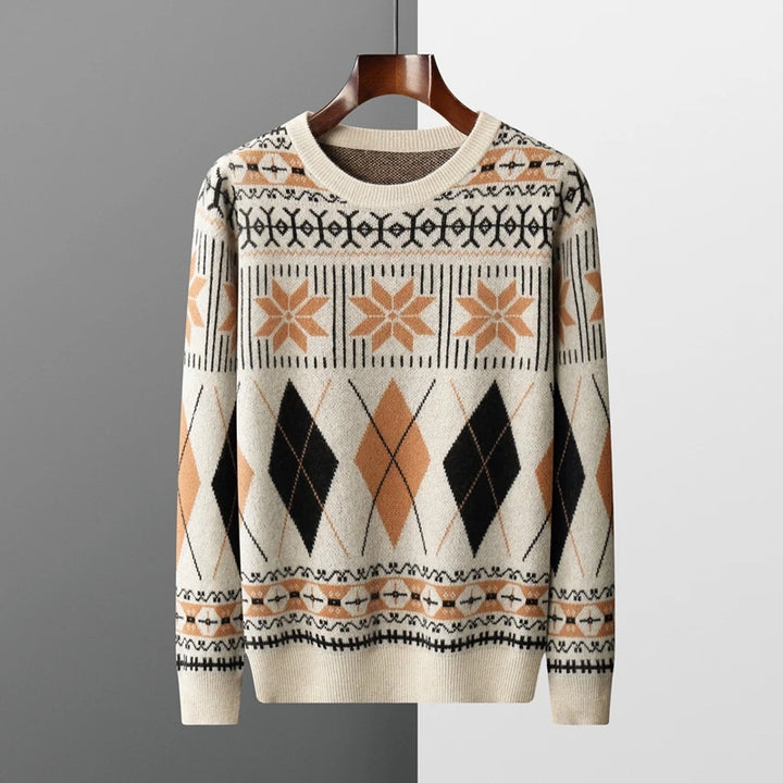 Men's Wool Cashmere Jacquard Crewneck Sweater