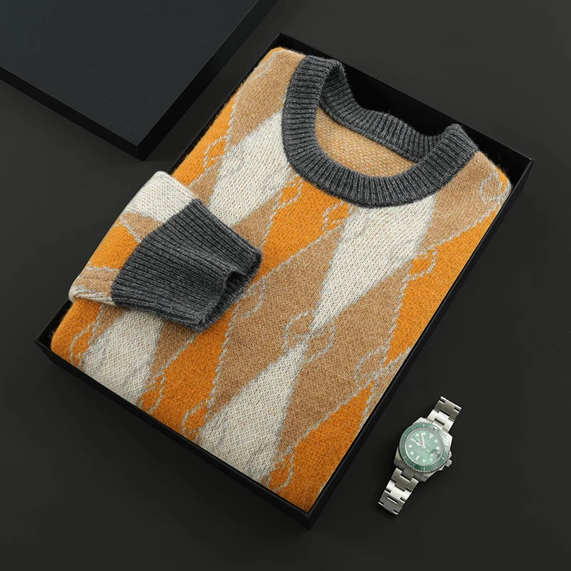 Merino Wool Argyle Knit Sweater
