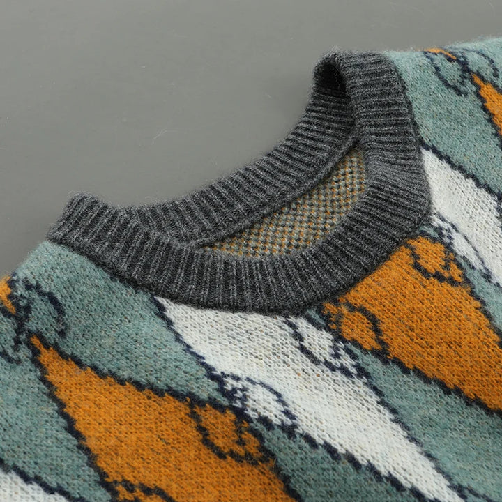 Merino Wool Argyle Knit Sweater
