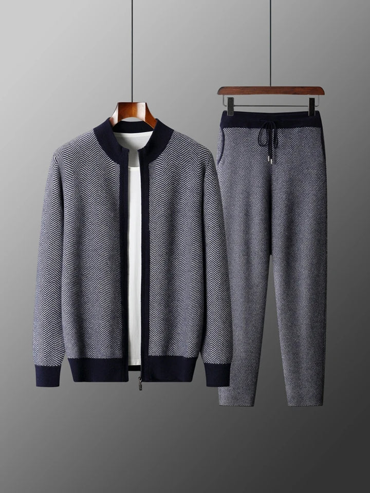 Merino Wool Cardigan Tracksuit Set