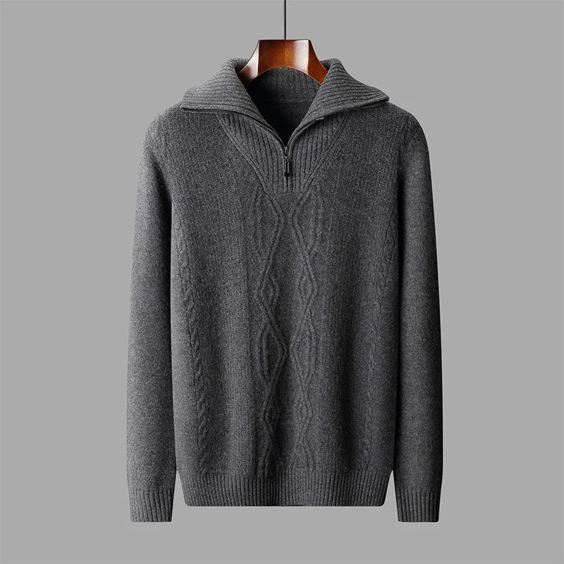 Merino Wool Half-Zip Knit Sweater