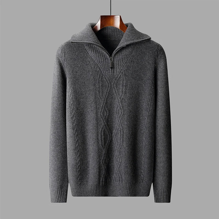 Merino Wool Half-Zip Knit Sweater