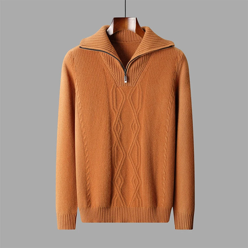 Merino Wool Half-Zip Knit Sweater