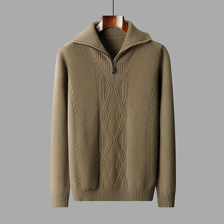 Merino Wool Half-Zip Knit Sweater