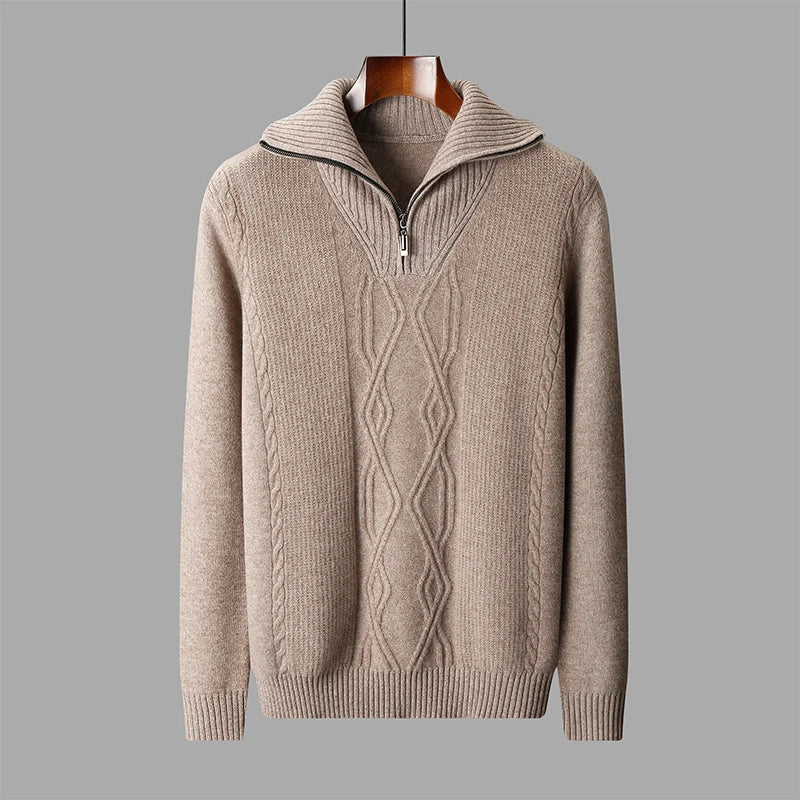 Merino Wool Half-Zip Knit Sweater