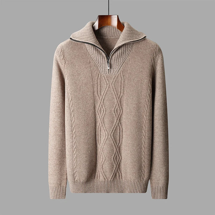 Merino Wool Half-Zip Knit Sweater