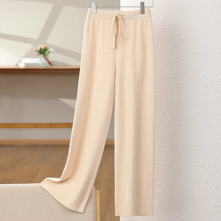 Merino Wool High Waisted Knit Trousers