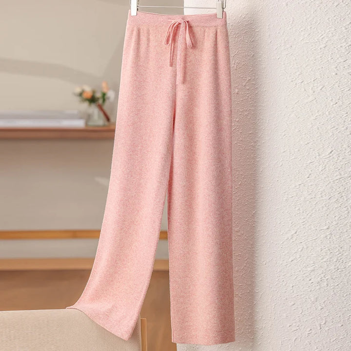 Merino Wool High Waisted Knit Trousers