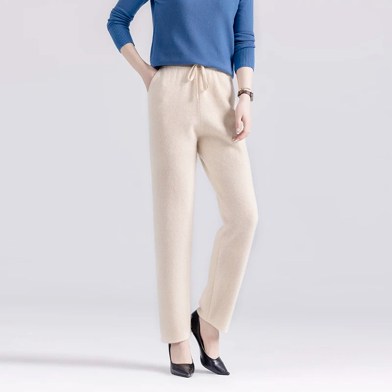 Merino Wool Knit High-Waist Pants