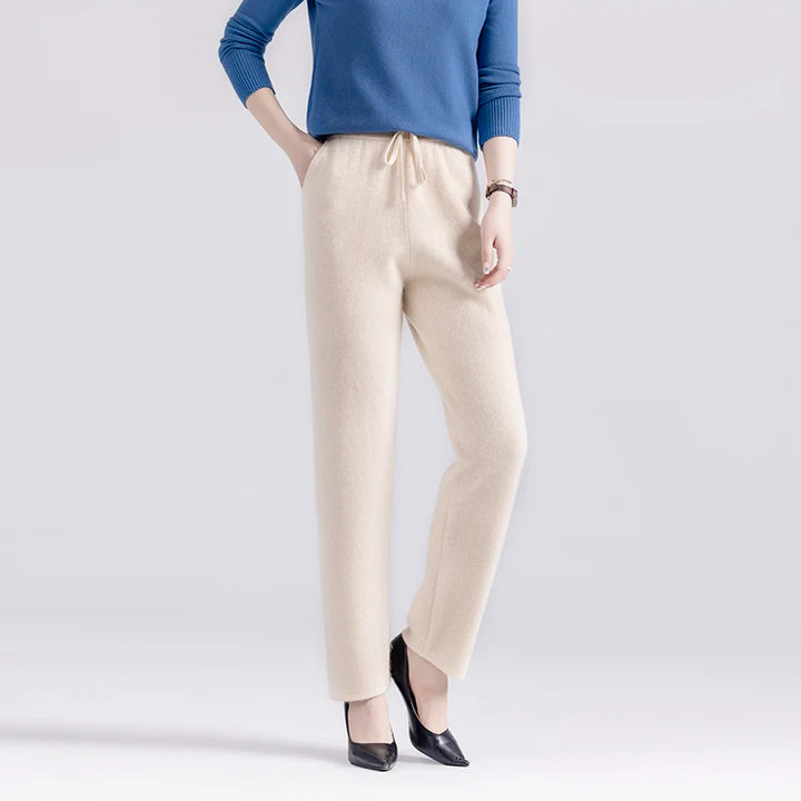Merino Wool Knit High-Waist Pants