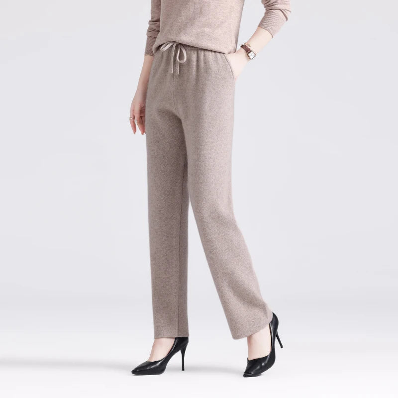 Merino Wool Knit High-Waist Pants