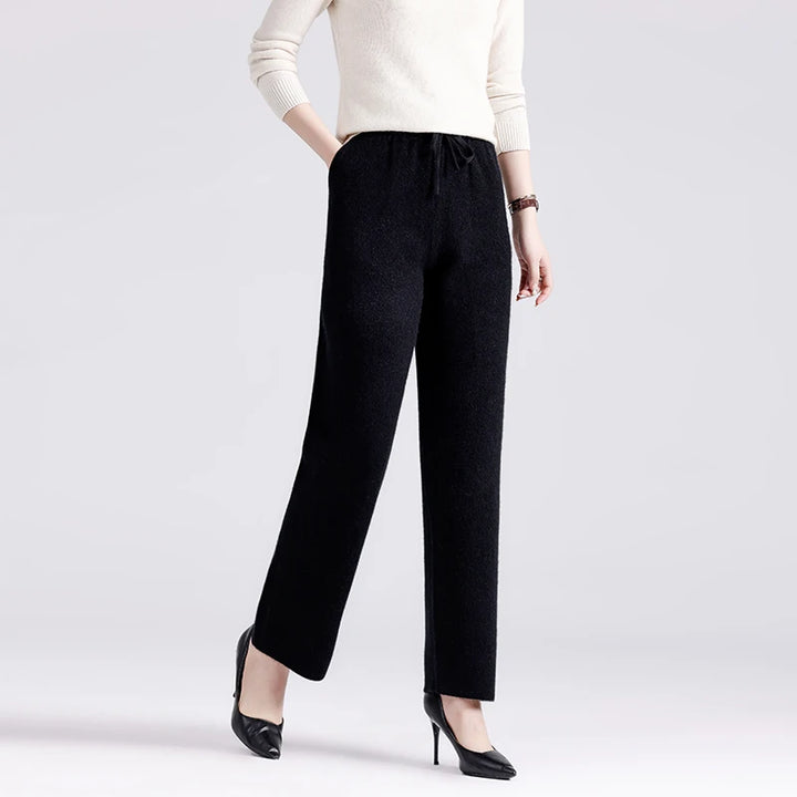 Merino Wool Knit High-Waist Pants