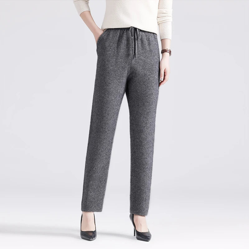 Merino Wool Knit High-Waist Pants
