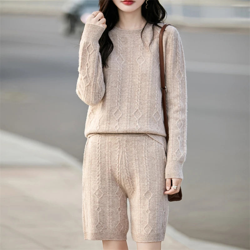 Merino Wool Knit Two-Piece Set