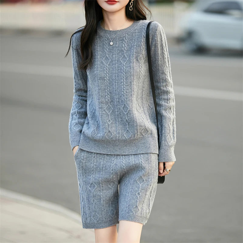 Merino Wool Knit Two-Piece Set