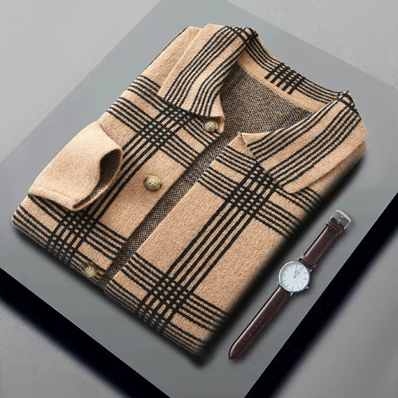 Merino Wool Lapel Collar Knit Cardigan