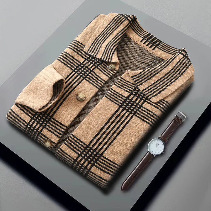 Merino Wool Lapel Collar Knit Cardigan